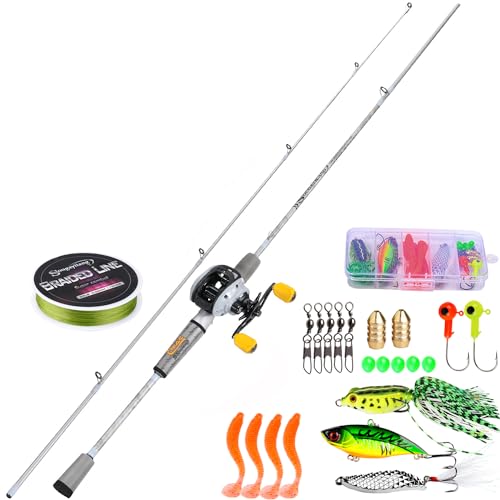 Sougayilang Spinning& Casting Angelrutenkombinationen mit Graphit, 2 Rohlinge, Angelrolle zum Barschangeln-Casting -1,8M- Rechtshänder- Full Kits Sougayilang Spinning& Casting Angelrutenkombinationen mit Graphit, 2 Rohlinge, Angelrolle zum Barschangeln-Casting -1,8M- Rechtshänder- Full Kits von Sougayilang