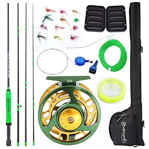 Sougayilang Standard Fliegenfischen Combo Starter Kit, 5/6 Gewicht 9' Fliegenrute mit SuperPolymer-Griff, Zubehör, CNC-Fliegenrolle, Tragetasche, Fliegenbox-Koffer & Angelfliegen Sougayilang Standard Fliegenfischen Combo Starter Kit, 5/6 Gewicht 9' Fliegenrute mit SuperPolymer-Griff, Zubehör, CNC-Fliegenrolle, Tragetasche, Fliegenbox-Koffer & Angelfliegen von Sougayilang