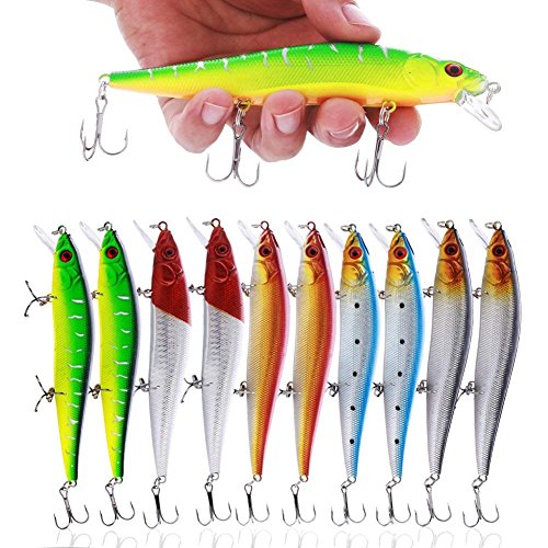 sougayilang Angeln lockt harter Köder Minnow Crankbait mit Treble Haken natürliches Swimbait Angeln Köder Deep Diver Lure sinkend Köder für Barsch Forelle Angeln 100 Stück... von Sougayilang