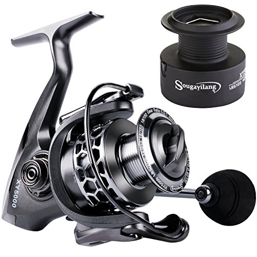 sougayilang Angelrolle 13 + 1BB Leichtes Ultra Glatte Aluminium Spinning Fishing Reel mit Graphit Spule von Sougayilang