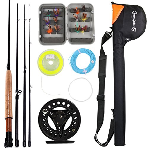 sougayilang Salzwasser Süßwasser Fliegen Angel mit Spule Combo Kit, Black Kits with Bag sougayilang Salzwasser Süßwasser Fliegen Angel mit Spule Combo Kit, Black Kits with Bag von Sougayilang