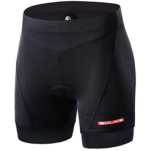 Souke Sports Damen Fahrradunterhosen Damen Radhose 4D Gepolstert Atmungsaktiv Radunterhose Dame mit Rutschhemmendem Beingreifer von Souke Sports