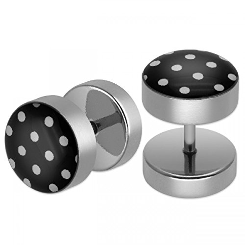 Soul-Cats 2 Schwarze Polka Dots Ohrstecker/Fake Plugs aus Edelstahl mit weißen Punkten Soul-Cats 2 Schwarze Polka Dots Ohrstecker/Fake Plugs aus Edelstahl mit weißen Punkten von Soul-Cats