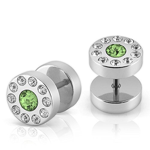 Soul-Cats 2 Stück Fakeplugs Ohrstecker Fake Plug Zirconia Strass Lila Rosa Schwarz Weiss, Farbe: grün Soul-Cats 2 Stück Fakeplugs Ohrstecker Fake Plug Zirconia Strass Lila Rosa Schwarz Weiss, Farbe: grün von Soul-Cats