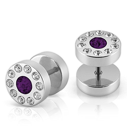 Soul-Cats 2 Stück Fakeplugs Ohrstecker Fake Plug Zirconia Strass Lila Rosa Schwarz Weiss, Farbe: lila Soul-Cats 2 Stück Fakeplugs Ohrstecker Fake Plug Zirconia Strass Lila Rosa Schwarz Weiss, Farbe: lila von Soul-Cats