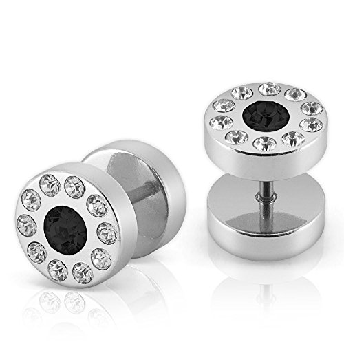 Soul-Cats 2 Stück Fakeplugs Ohrstecker Fake Plug Zirconia Strass Lila Rosa Schwarz Weiss, Farbe: schwarz Soul-Cats 2 Stück Fakeplugs Ohrstecker Fake Plug Zirconia Strass Lila Rosa Schwarz Weiss, Farbe: schwarz von Soul-Cats