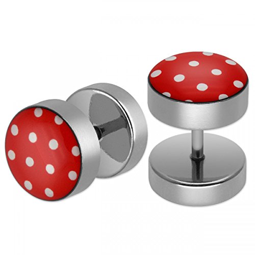 Soul-Cats 2 rote Polka Dots Ohrstecker/Fake Plugs aus Edelstahl mit weißen Punkten Soul-Cats 2 rote Polka Dots Ohrstecker/Fake Plugs aus Edelstahl mit weißen Punkten von Soul-Cats