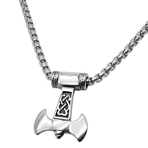 Soul-Cats Thorshammer Streitaxt Anhänger Königskette Mjölnir Hammer Silber schwarz Thor, Farbe: Silber;Länge: 50 cm Soul-Cats Thorshammer Streitaxt Anhänger Königskette Mjölnir Hammer Silber schwarz Thor, Farbe: Silber;Länge: 50 cm von Soul-Cats