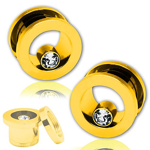 SoulCats 2erSet Tunnel Kristall Tunnelset Gold Silber schwarz, Größe: 8 mm;Farbe: Gold SoulCats 2erSet Tunnel Kristall Tunnelset Gold Silber schwarz, Größe: 8 mm;Farbe: Gold von SoulCats