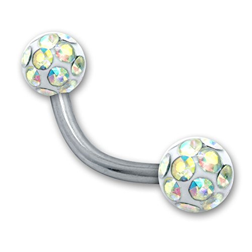 SoulCats Augenbrauenpiercing Piercing Banane mit Kristall Kugel Gel Epoxy Überzug Stab 1,2 mm, Farbe: Regenbogen;Länge: 6 mm SoulCats Augenbrauenpiercing Piercing Banane mit Kristall Kugel Gel Epoxy Überzug Stab 1,2 mm, Farbe: Regenbogen;Länge: 6 mm von SoulCats
