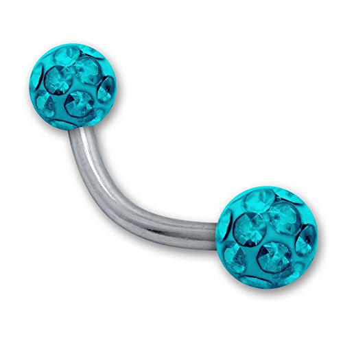 SoulCats Augenbrauenpiercing Piercing Banane mit Kristall Kugel Gel Epoxy Überzug Stab 1,2 mm, Farbe: türkis;Länge: 6 mm SoulCats Augenbrauenpiercing Piercing Banane mit Kristall Kugel Gel Epoxy Überzug Stab 1,2 mm, Farbe: türkis;Länge: 6 mm von SoulCats