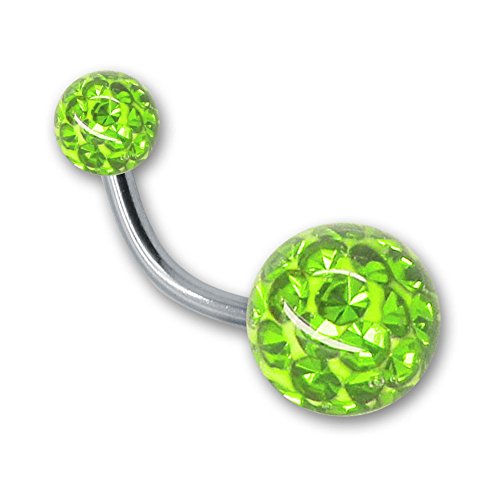 SoulCats Bauchnabelpiercing Piercing Banane mit Kristall Kugel Gel Epoxy Überzug Stab 1,6, Farbe: grün;Länge: 10 mm SoulCats Bauchnabelpiercing Piercing Banane mit Kristall Kugel Gel Epoxy Überzug Stab 1,6, Farbe: grün;Länge: 10 mm von SoulCats