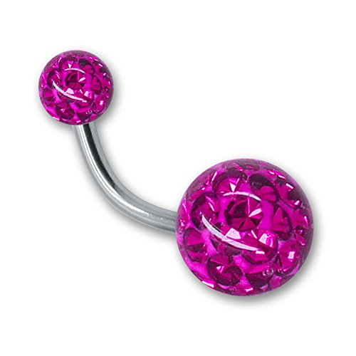 SoulCats Bauchnabelpiercing Piercing Banane mit Kristall Kugel Gel Epoxy Überzug Stab 1,6, Farbe: pink;Länge: 8 mm von SoulCats