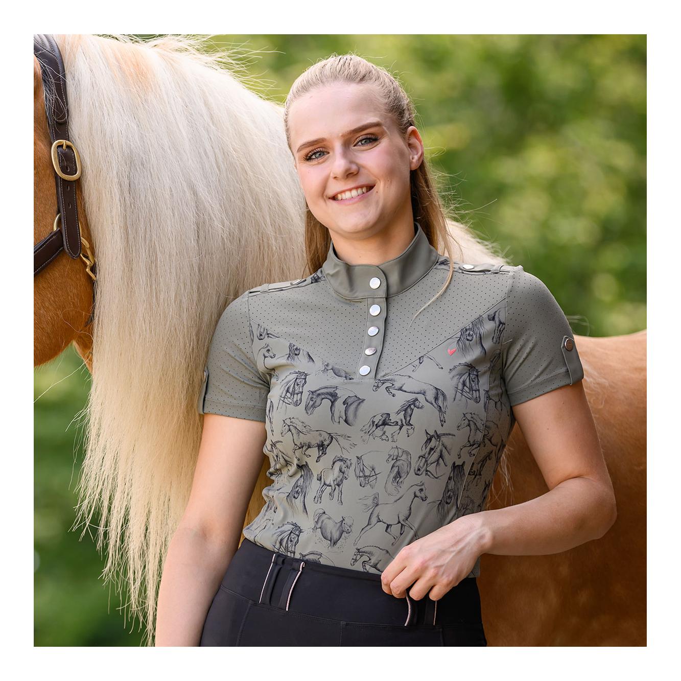 Soulhorse Funktions-Poloshirt Horses Farbe: Olive, Grösse Funktionsshirt: XXL von Soulhorse