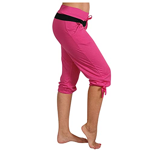 3/4 Hose Damen Sommer Caprihose Stretch Dreiviertel Hosen, Sporthose Damen 3/4 Kurze Hose, Sommerhosen Damen Leicht 3/4 Haremshose Große Größen Yogahose Jogginghose Sporthose von Soupliebe