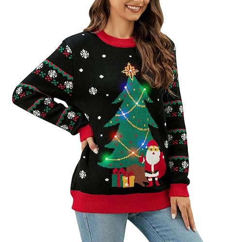 Angebote Tages Blitzangebote, Christmas Sweater Damen Weihnachtspullover - Pullover Weihnachten Hässliche Ugly Winter Damenpullover Langarm Baumwolle Für Weihnachten-Party von Soupliebe