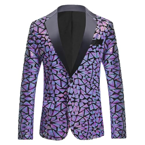 Anzüge Herren Glitzer Jacke - Set Slim Fit Blazer Männer Herrenanzug Hochzeit Kostüm Elegant Suit Pailletten Sakko Anzugjacke Anzug von Soupliebe