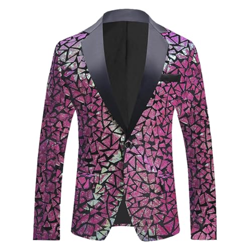 Anzüge Herren Glitzer Jacke - Set Slim Fit Blazer Männer Herrenanzug Hochzeit Kostüm Elegant Suit Pailletten Sakko Anzugjacke Anzug von Soupliebe