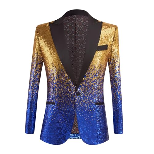 Anzug Herren Pailletten Jacke - Hochzeitsanzug Sommer Suit Hochzeit Herrenanzug Männer Outfit Übergröße Blazer Glitzer Regular Fit -Pailletten Langarm Sakko von Soupliebe