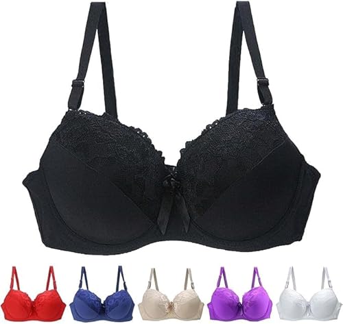 BH Damen Bügel Spitze Bustier - Push Up BH Haltungskorrektur Große Größen Bralette, Damen Komfort Starker Halt Vorne Vershcluss Rückenstütze Ungepolstert Mit Bügel BH Vollschalen Floraler Spitze BH von Soupliebe