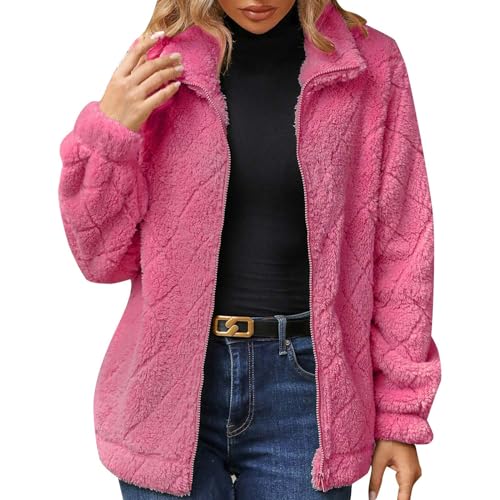 Black Friday, Fleecejacke Damen Große Größen, Fleecejacke Damen Warm Lang Teddy Jacke - Dame Grosse Grössen Outfit Oversize Mantel Bequem Winter Flauschige von Soupliebe