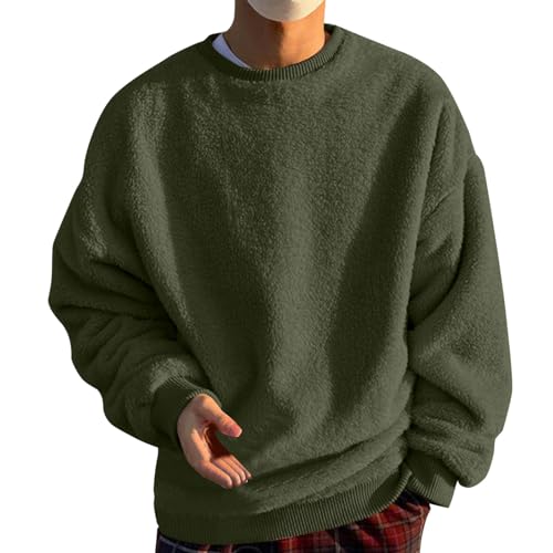 Black Friday, Teddy Pullover Herren Plüsch Pulli - Oversize Fleece Sweatshirt Herbst Winter Teddyfleece Pullover Teddy-Fleece-Pullover Teddy Tops Sherpa Jacke Fuzzy Oberteile von Soupliebe