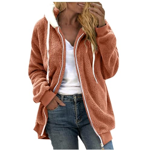 Black Friday Angebote 2024, Damen Mantel Herbst, Fleecejacke Damen Mit Kapuze Lang Teddy Fleece Jacke - Wintermantel Oversize Kuscheljacke Flauschig Flauschige Grosse Grössen Mantel Winter Dame von Soupliebe