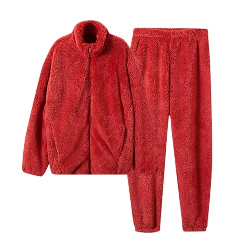 Black Friday Angebote 2024, Fleece Hausanzug Damen Flanell Schlafanzug Set - Kuschelig Loungewear Winter Warmer Kuschelanzug Lang Thermo Pyjama Set Flauschig Freizeitanzug von Soupliebe