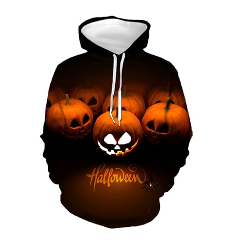 Black Friday Angebote 2024, Halloween Sweatshirt, Kürbis Kostüm Herren Mit Kapuze Halloween Pullover Pumpkin Hoodie Oversize Männer Sweater Lustig Pulli Lässige Kängurutasche Und Kordelzug von Soupliebe