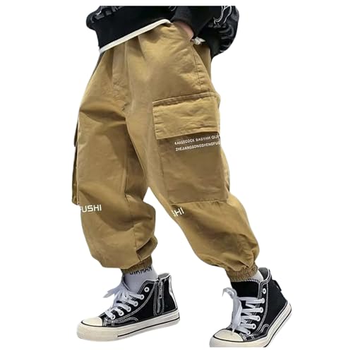 Black Friday Angebote 2024, Hosen Kinder, Jogginghose Kinder Jungen Baggy Cargohose Loose Fit Wanderhose Teenager Outdoor Hosen Für Mit Gummizug Skater Hose Regular Softshellhose von Soupliebe