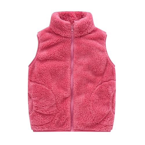 Black Friday Angebote 2024, Teddy Weste Kinder Stehkragen Fleece Fellweste - Ärmellose Polar Fleece Jacke Reißverschluss Winter Weste Winddichter Outdoor Fleeceweste Mit Tasche Leichte Mäntel von Soupliebe