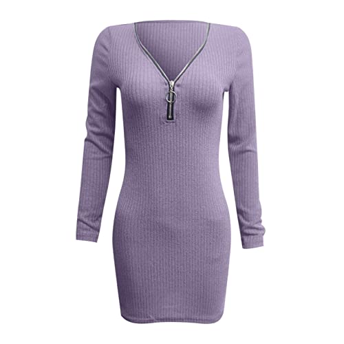 Blitzangebote, Herbst Kleider Damen, Strickkleid Damen Langarm Wollkleid Winter Dress Plüsch Winterkleider Lässig Strickrock Fleece Sweatkleid Herbst Warm Pulloverkleid von Soupliebe