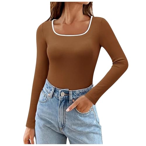 Blitzangebote, T Shirt Damen Langarm, Langarmshirt Damen Ohne Kapuze Pullover - Lässig Oversized Longshirt V-Ausschnitt Oberteile Große Größen Shirt Y2K Coole Longsleeve von Soupliebe