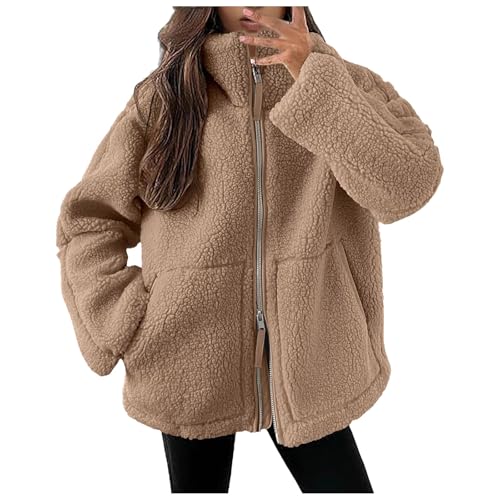 Blitzangebote, Teddyjacke Damen Flauschig Fleecejacke - Winter Plüsch Teddyfleece Jacke Oversize Warme Winterjacke Reißverschluss Plüschjacke Doppelschneidiger Samt Dicke Wintermantel von Soupliebe