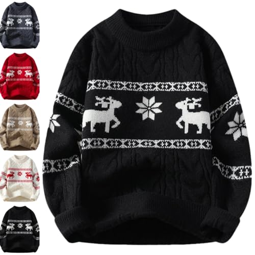 Blitzangebote, Weihnachtspullover Herren Norweger Rentier Druck Weihnachtspulli - Lustig Ugly Christmas Sweater Rundhals Warme Strickpulli Langarm Weihnachten Pullover von Soupliebe