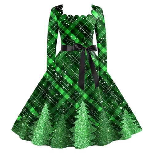 Blitzangebote des Tages, Weihnachtskleid Damen Weihnachtskleider Weihnachten Kleid - Weihnachtskleidung Kleider Rockabilly Langarm Weihnachtskostüm Christmas Cocktaikleid von Soupliebe