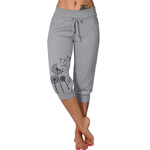 Caprihose Damen Sommer 3/4 Hosen Große Größen Stretch Dreiviertel Hose Sporthose, Sommerhose Damen Leicht 3/4 Haremshosen Große Größen Yogahose Jogginghose Sweathose von Soupliebe