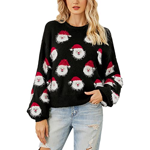 Christmas Sweater Damen, Pullover Weihnachten Damen Christmas - Ugly Sweater Norweger Winterpullover Warm Weihnachtsoutfit Langarm Strickpullover Für Weihnachten-Party von Soupliebe