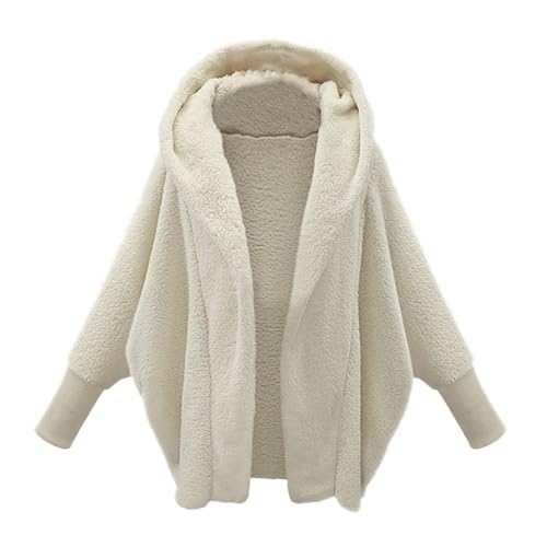 Cordjacke Damen Gefüttert, Teddyjacke Damen Mit Kapuze Winter Fleecejacke - Lang Zip Teddy Mantel Weich Grosse Grössen Übergangsjacke Warm Winterjacke Dicke Plüschjacke Freizeit Teddyfleece Jacke von Soupliebe