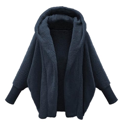 Cordjacke Damen Gefüttert, Teddyjacke Damen Mit Kapuze Winter Fleecejacke - Lang Zip Teddy Mantel Weich Grosse Grössen Übergangsjacke Warm Winterjacke Dicke Plüschjacke Freizeit Teddyfleece Jacke von Soupliebe