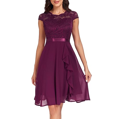 Damen Abendkleider Elegant A Linie Festliches Abendkleider Cocktailkleid V Ausschnitt Standesamt Chiffon Hochzeitskleider Kleid Spitze Partykleid Spitzen Dress Brautkleid, Lila Damen Abendkleider Elegant A Linie Festliches Abendkleider Cocktailkleid V Ausschnitt Standesamt Chiffon Hochzeitskleider Kleid Spitze Partykleid Spitzen Dress Brautkleid, Lila von Soupliebe
