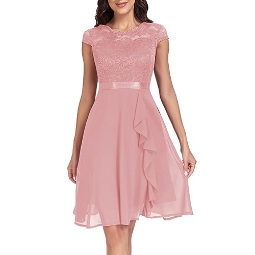 Damen Abendkleider Elegant A Linie Festliches Abendkleider Cocktailkleid V Ausschnitt Standesamt Chiffon Hochzeitskleider Kleid Spitze Partykleid Spitzen Dress Brautkleid, Rosa Damen Abendkleider Elegant A Linie Festliches Abendkleider Cocktailkleid V Ausschnitt Standesamt Chiffon Hochzeitskleider Kleid Spitze Partykleid Spitzen Dress Brautkleid, Rosa von Soupliebe