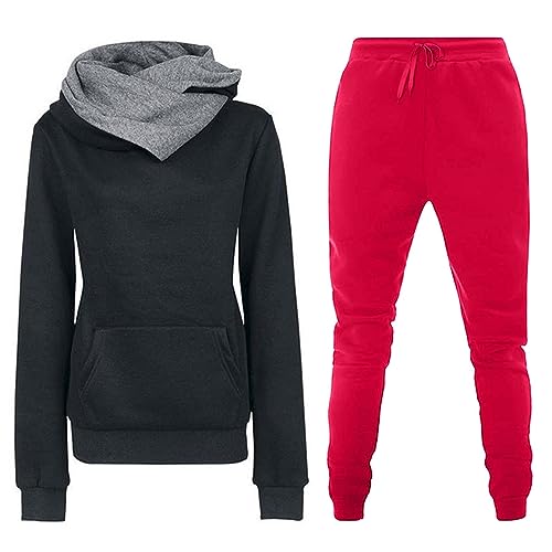 Damen Jogginganzug, 2 Teiler Damen Herbst, Trainingsanzug Damen Lang Hausanzug Sport Set Thermo Streatwear Winter Herbst Freizeitanzug Warme Jogginganzug Rundhals Kurze Ärmel Outfits von Soupliebe