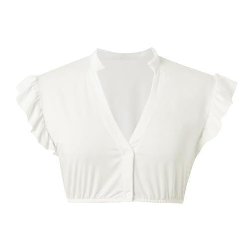 Dirndl Bluse Damen Flügelärmel - Trachtenbluse Weiß Dirndlbluse Hochgeschlossen Kurzarm DirndlBlusen V Ausschnitt Trachtenbluse Stehkragen Trachten Oberteil für Oktoberfest Dirndl Bluse Damen Flügelärmel - Trachtenbluse Weiß Dirndlbluse Hochgeschlossen Kurzarm DirndlBlusen V Ausschnitt Trachtenbluse Stehkragen Trachten Oberteil für Oktoberfest von Soupliebe