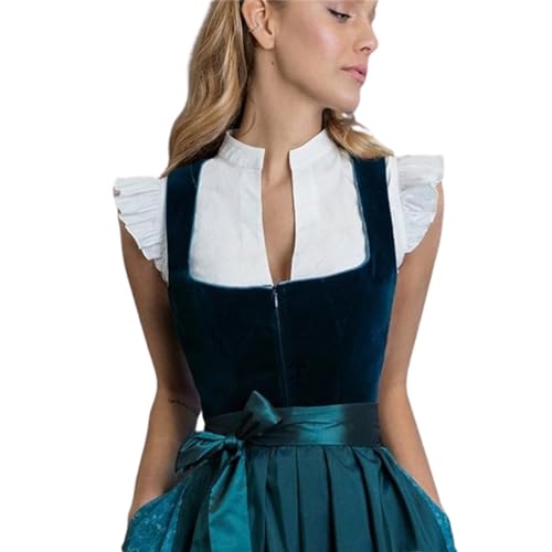 Dirndl Bluse Damen Flügelärmel - Trachtenbluse Weiß Dirndlbluse Hochgeschlossen Kurzarm DirndlBlusen V Ausschnitt Trachtenbluse Stehkragen Trachten Oberteil für Oktoberfest von Soupliebe