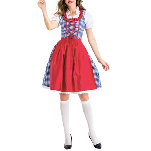 Dirndl Damen Midi Dirndlkleid - Trachtenrock Knielang Outfit Trachten Dirndl-Sets Spitze Trachtenmieder Große Größen Trachtenkleid Mit Spitzenschürze Trachtenmode Kleid Für Oktoberfest von Soupliebe