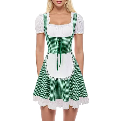 Dirndl Damen Trachten Dirndlkleid - Trachtenrock Mode Outfit Lang Trachtenmieder Große Größen Dirndel Schnürung Trachtenkleid Midi Mit Spitzenschürze Trachtenmode Kleid Für Oktoberfest von Soupliebe