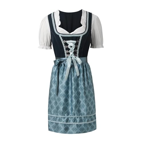 Dirndl Damen Trachten Rock - Dirndl-Sets Oktoberfest Outfit Elegant Dirndel Trachtenmieder Schnürung Trachtenkleid Midi Trachtenrock Trachtenmode Kleid Dirndlbluse Für von Soupliebe