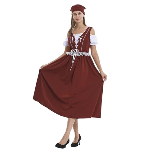 Dirndl Rock Damen Midi - Dirndel Spitze Trachtenmieder Knielang Trachtenrock Mode Trachtenkleid Oktoberfest Outfit Dirndlkleid Mit Spitzenschürze Trachtenmode Kleid Für von Soupliebe