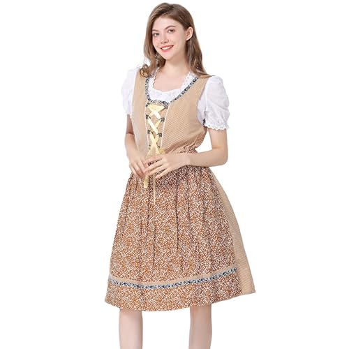 Dirndl Rock Damen Midi Dirndlkleid - Dirndl-Sets Schnürung Dirndel Oktoberfest Outfit Lang Trachtenrock Knielang Trachtenkleid Dirndlbluse Dirndlschürze Für von Soupliebe